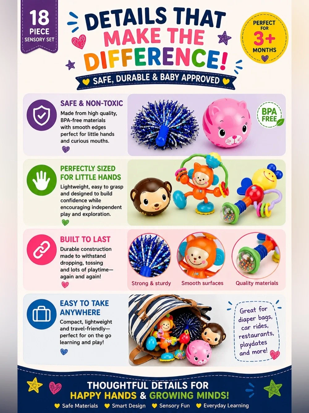 Happy Hands Baby Miscellaneous Toy Bag for Littles